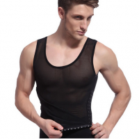 Men Body Shaper Waist Slimming Shirts Black & White
