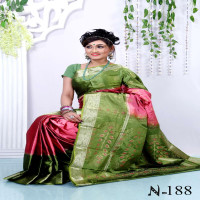 Green & Pink Tushor Silk 4Pay Saree for Women 