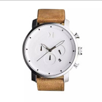 Leather Analog Watch for Men- Brown and White