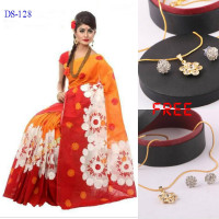 Skin Botiques Cotton Saree For Women With Pendant Free