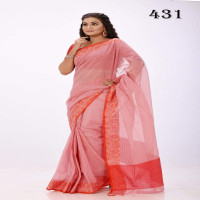 Red shil par cotton Saree for women