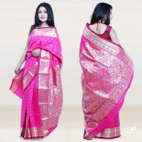 Original Pink Indian Katan Saree For Woman