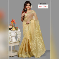 Golden colour Silk Jamdani Saree For Women