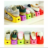 Plastic Shoe Rack Organizer / Storage Holder Support Organizer- Multicolour -4Pcs