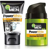 Men Anti-Pollution and Brightening Kit - Power white Moisturiser, 50g with Free Power white Double Action Facewash, 50g