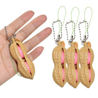 1 Pieces Peanut Toy Keychain Fidget Toys Stress Relief Peanut Toy Stress Relief Silicone Toys