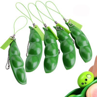 1 Pieces Fidget Bean Toy Funny Facial Expression Bean Fidget Toy Soybean Extrusion Bean  Soyabean Keychain Keyring for Boys  Girls Adults Release Stress and Anxiety