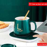 Stay Cozy with the Sweet Life 55 Degree Constant Ceramic Coffee Cup Mug with Heating Pad Set